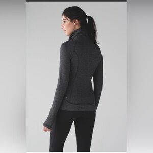 Lululemon Think Fast 1/2 Zip Pullover Heathered Herringbone Grey Black